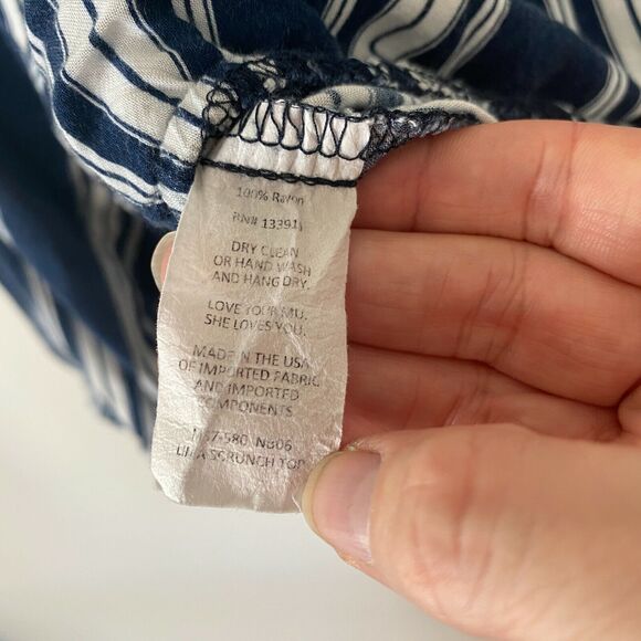 Show Me Your Mumu Revolve Lima Navy White Stripe Off Shoulder Crop Top Med - Picture 5 of 8